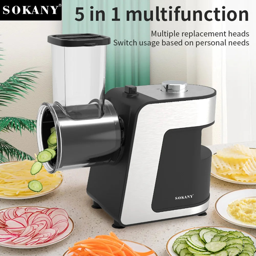 1000W Electric Vegetable Chopper Cutter 5-in-1 Stainless Steel Food Processor Kitchen Mixer Multifunctional Potato Slicer 220V