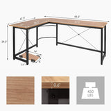 Escritorio en forma de L Homfa de 170 cm (66,5") para ordenador, gaming, portátil, oficina, mesa de trabajo esquinera, escritorio de estudio, 170 x 120 x 75 cm