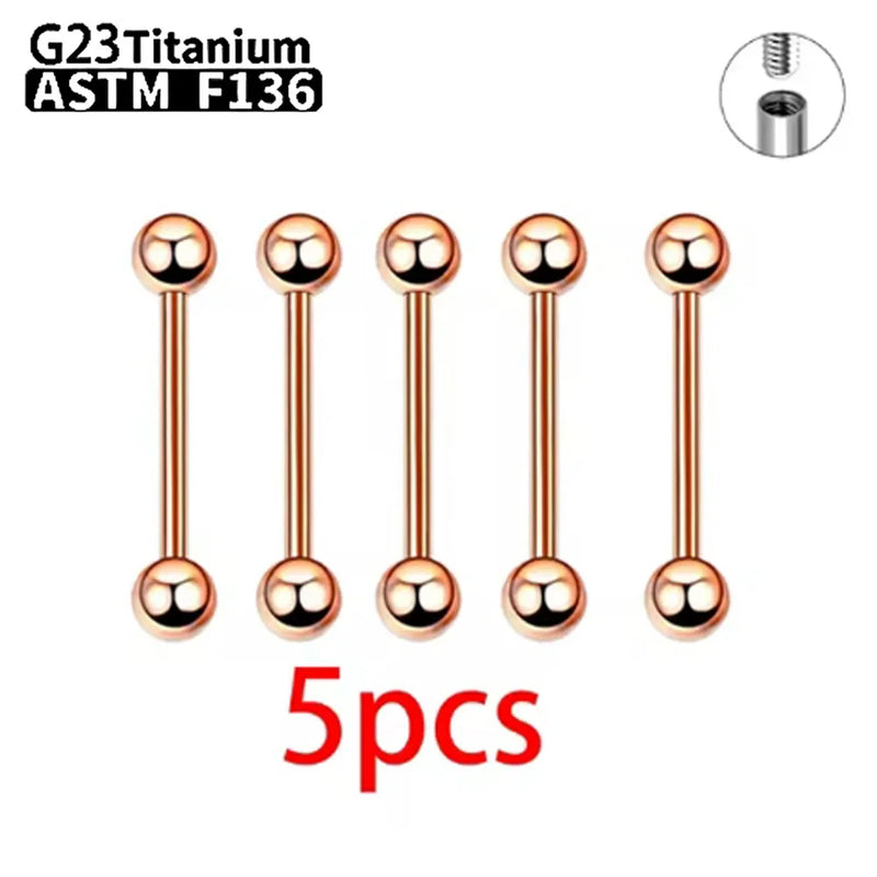 1/5/10pcs G23 Titanium External Internal thread Piercing Jewelry 14G 16G Long Industrial Sexy Barbell Barbell Ring Tongue
