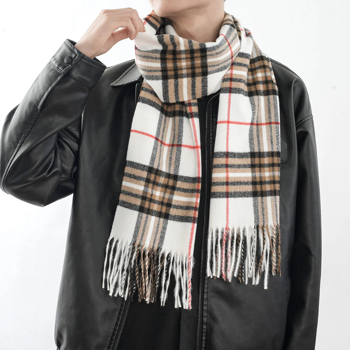 Bufanda tipo chal para hombre con tacto de cachemira cálido a cuadros de Edimburgo, bufanda a cuadros escoceses de estilo preppy