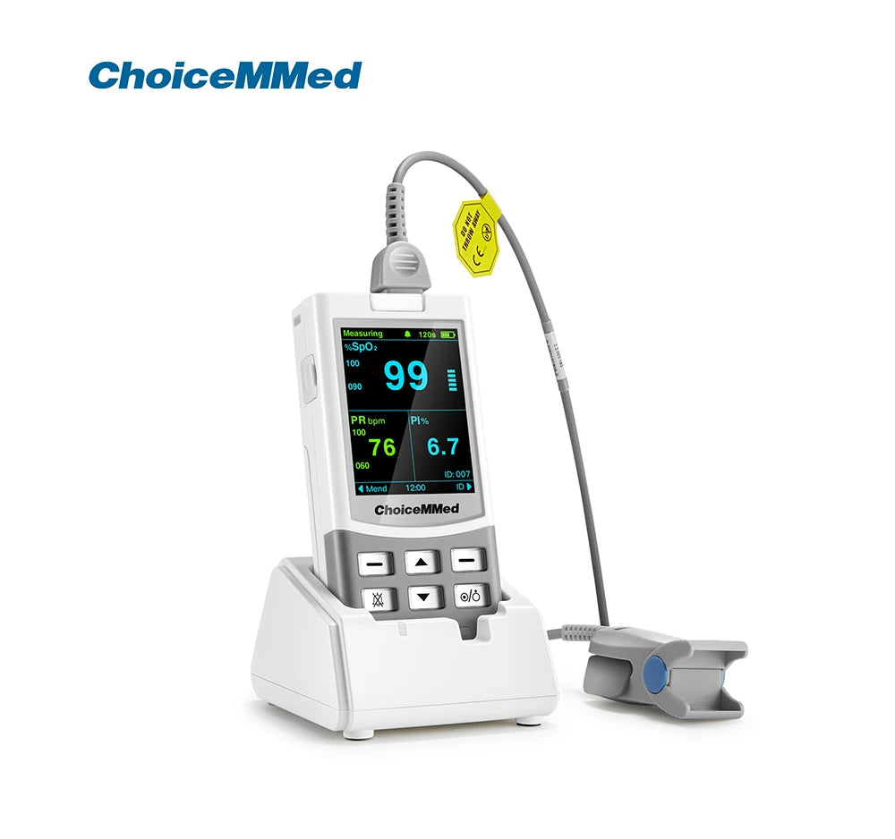 Oxímetro de pulso portátil recargable ChoiceMMed Medical, monitor de salud SPO2 PI PR para adultos, niños, bebés y recién nacidos.