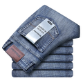 Wthinlee New Business Men's Jeans Casual Straight Stretch Fashion Classic Blue Black Work Denim Trousers Male Brand Clothing
