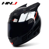 HNJ Men Motorcycle Helmet Women Full Face Helmet Riding Personality Horn Pink Helmet DOT Certification Motorcycle Helmet