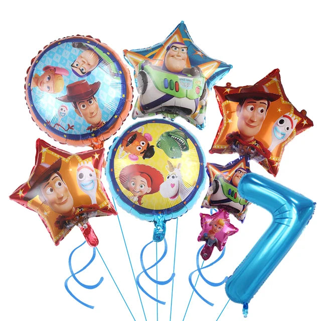Decoración de Toy Story para niños, recuerdos de fiesta, platos, cielo azul, nubes blancas, globos, cumpleaños, baby shower, niñas, artículos de fiesta 
