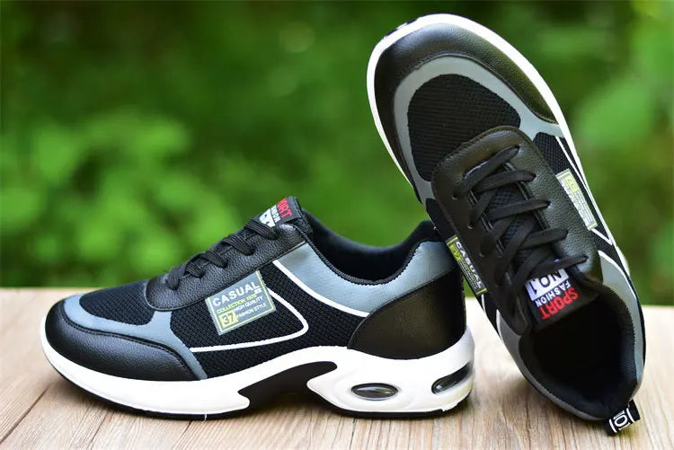 Zapatillas de running para hombre, transpirables, con amortiguación de aire, con cordones, antideslizantes, para exteriores
