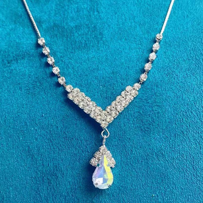 Collar de mujer con incrustaciones de circonita y gotas de agua de colores azul, verde y rojo, accesorios de moda