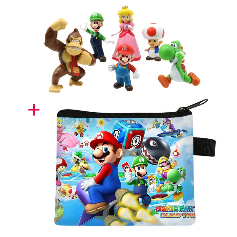 6pcs/set Super Mario Bros PVC Action Figure Toys Dolls Model Set Luigi Yoshi Donkey Kong Mushroom for kids birthday gifts