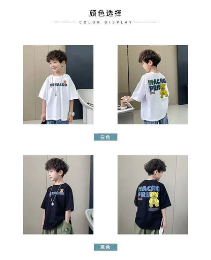 Boys' Summer Short Sleeve T-shirt New Small And Medium Children's Round Neck Top Children's Casual Versatile Half Sleeve Fashion