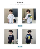 Camiseta de manga corta de verano para niños, Top de cuello redondo para niños pequeños y medianos, moda informal versátil de media manga