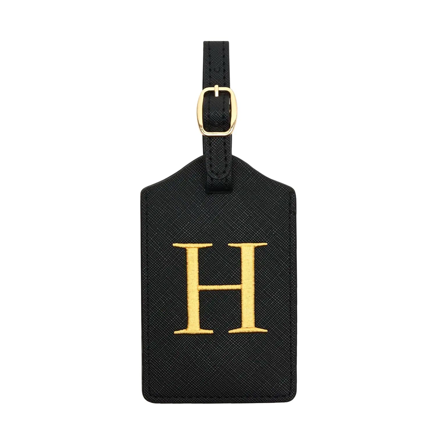 PU Leather Luggage Tag for Travel - Durable Suitcase ID Tag with Privacy Cover & Name Card Slot (A-Z) liu
