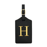 PU Leather Luggage Tag for Travel - Durable Suitcase ID Tag with Privacy Cover & Name Card Slot (A-Z) liu