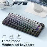 75% Hot-Swap Gaming Keyboard, Wireless FREEWOL F75 RGB Mechanical Keyboard with Metal Knobs, AULA F75 Same Model, Tri-Mode, 4000 mAh