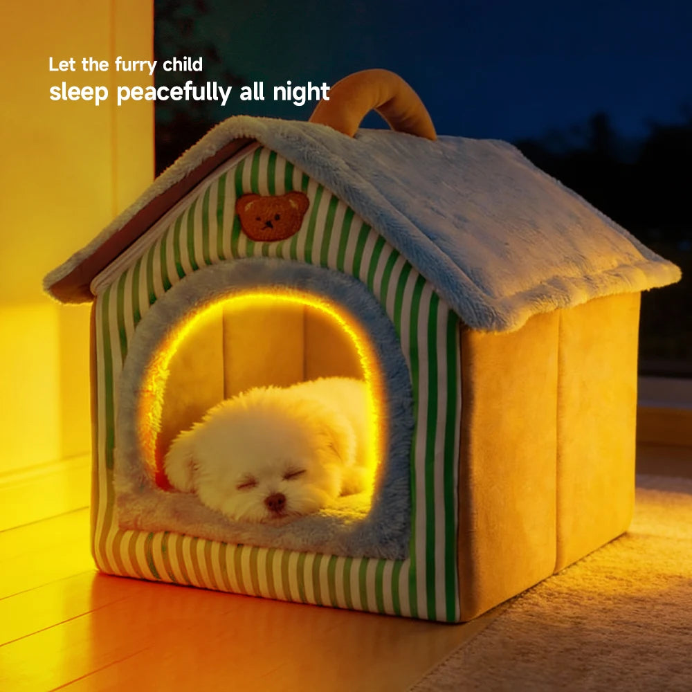 Folding Houses Removable Washable Cat House Puppy Cave Sofa Four Seasons General Can Pet Supplies for Small Medium Pet