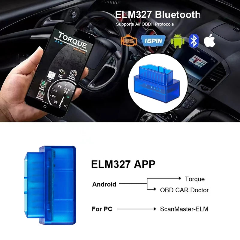 Mini ELM327 V2.1 OBD2 Scanner Code Reader For Android /IOS Bluetooth Car Diagnostic Tool Automotive Fault Detector