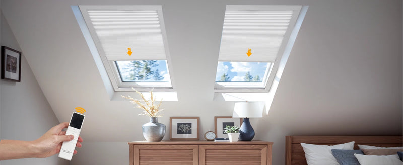 Custom Window Blinds Reduce Noise And Keep Warm Integrate Intelligent Control Motorized Skylight Cellular Blinds For Windows