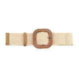 Summer Fashion Women Straw Belt Casual Bohemian Wide Summer Braided Waistbelt  Buckle Elastic Female Straw Waist Belt