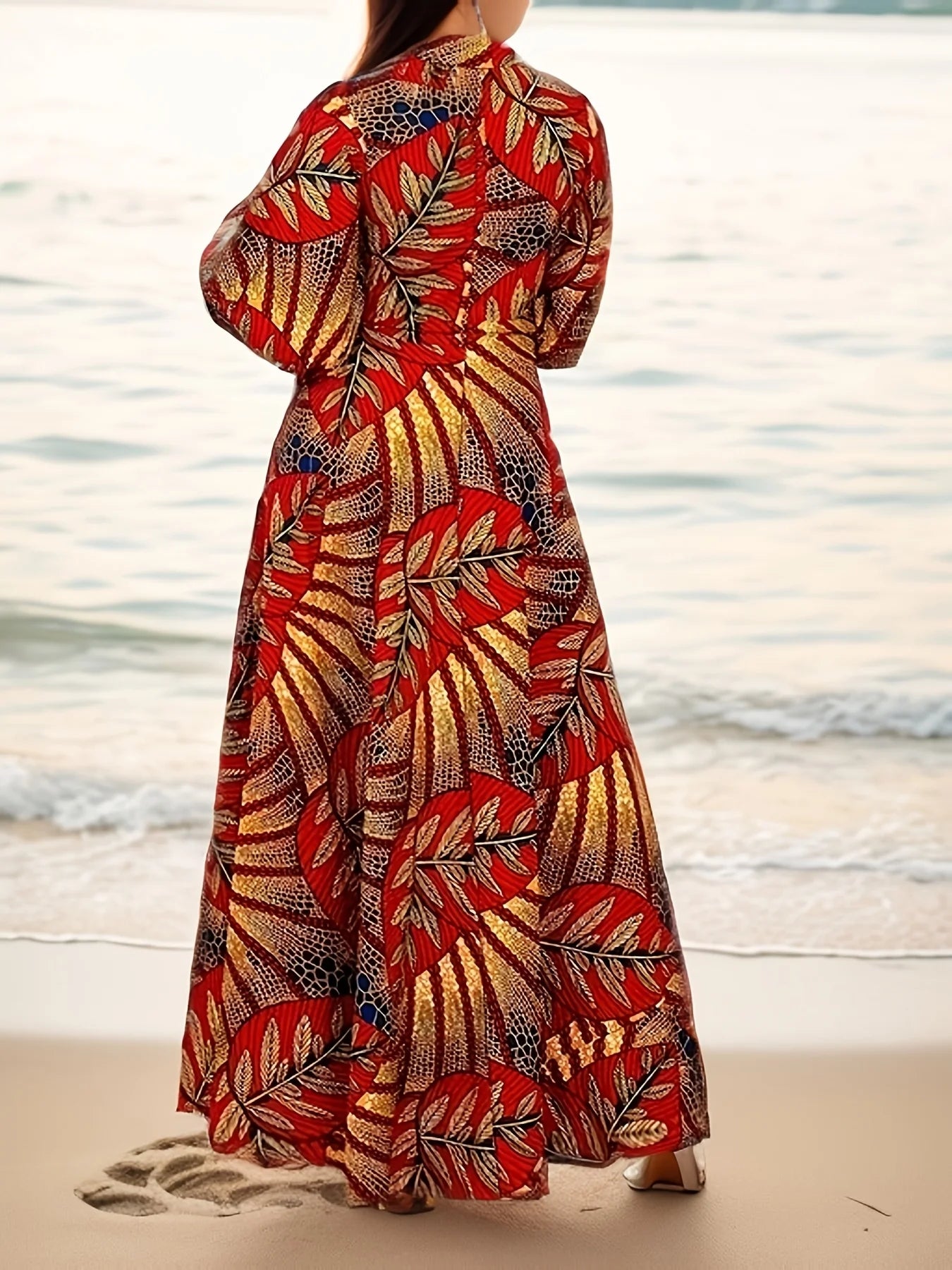 Plus size camisa vestido africano democrático tropical tribal impressão botão lapela com bolso vestido longo festa de férias datas melhor