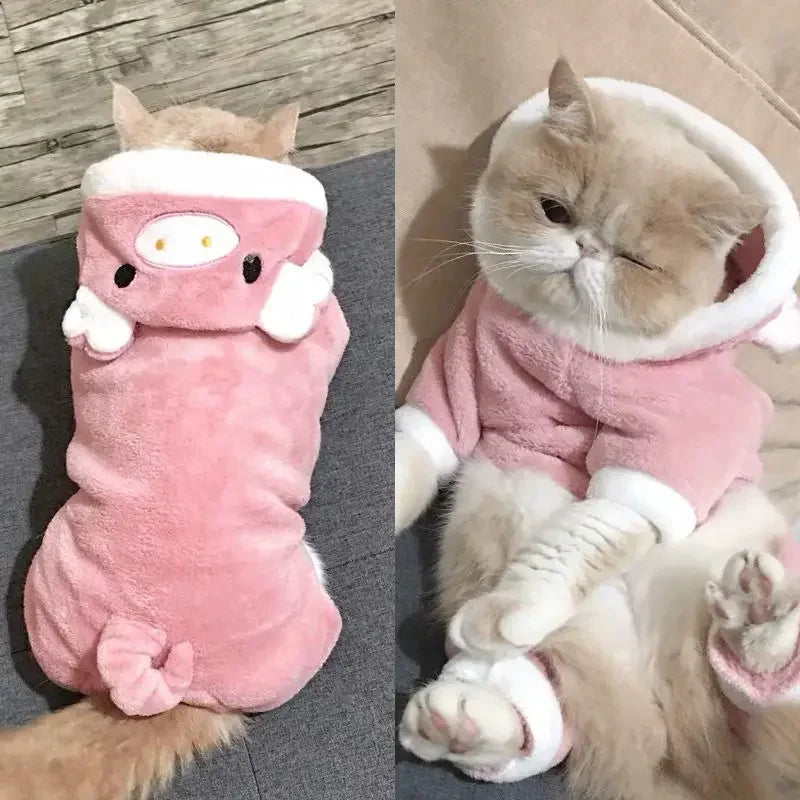 Cute Animal Dog Cat Costume Small Dogs Cat Winter Warm Pet Jumpsuit Pajama for Yorkies Poodle Overalls Puppy Mascotas Clothes