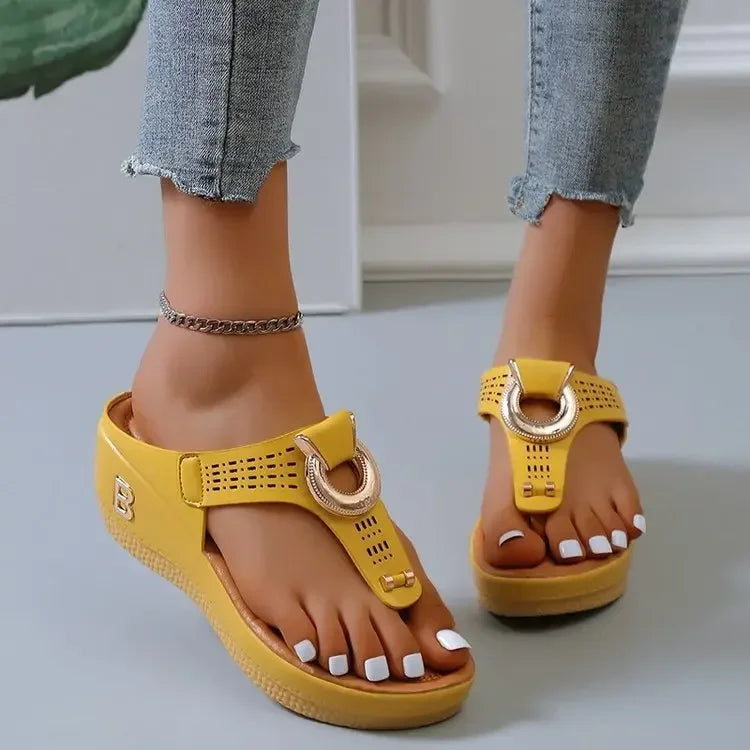 New Summer Women Sandals Open Toe Beach Shoes Flip Flops Wedges Comfortable Slippers Cute Sandals Plu Size 35~43 Chaussure Femme
