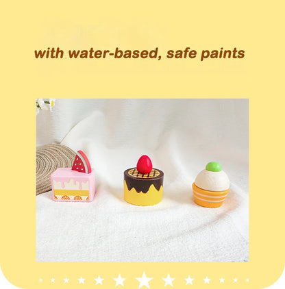 Juego de cocina de madera Montessori con platos y accesorios, ideal como regalo para niños pequeños a partir de 3 años.