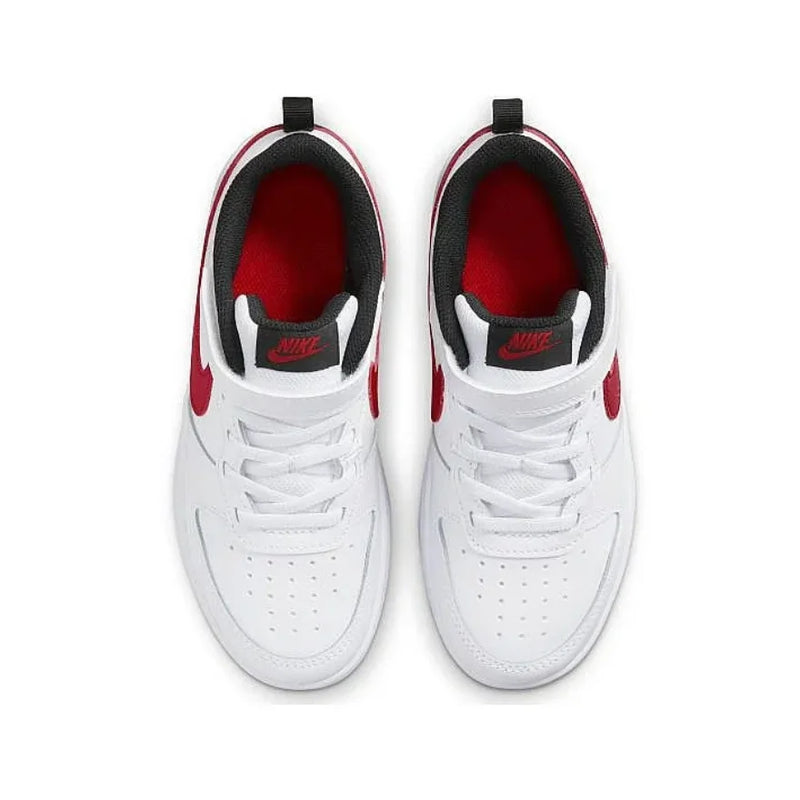 Tênis Nike Low 2 xadrez e versátil de cano baixo para crianças, branco, vermelho e preto