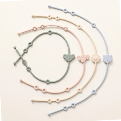 6 correas de silicona para juguetes de bebé, con forma de animal de dibujos animados, cadena de chupete ajustable antipérdida para cochecitos y tronas.