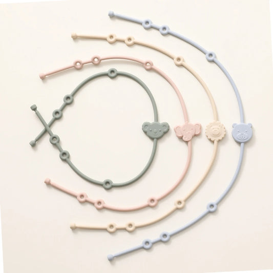 6 correas de silicona para juguetes de bebé, con forma de animal de dibujos animados, cadena de chupete ajustable antipérdida para cochecitos y tronas.