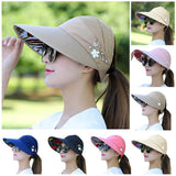 Fashion Women's Ladies Summer Vacation Wide Brim Foldable Sun Hat Anti-UV Beach Visor Caps Casual Hats