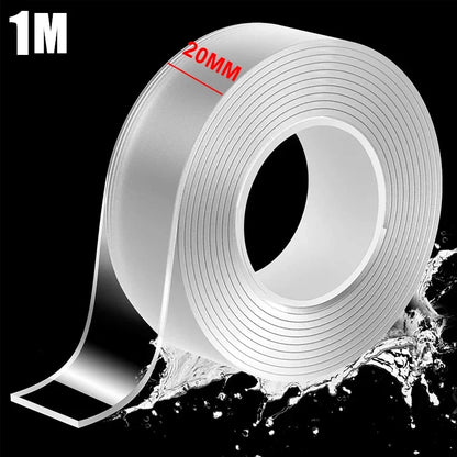 1M/3M Nano Double Sided Tape Heavy Duty Transparent Adhesive Strips Strong Sticky Multipurpose Reusable Waterproof Mounting Tape