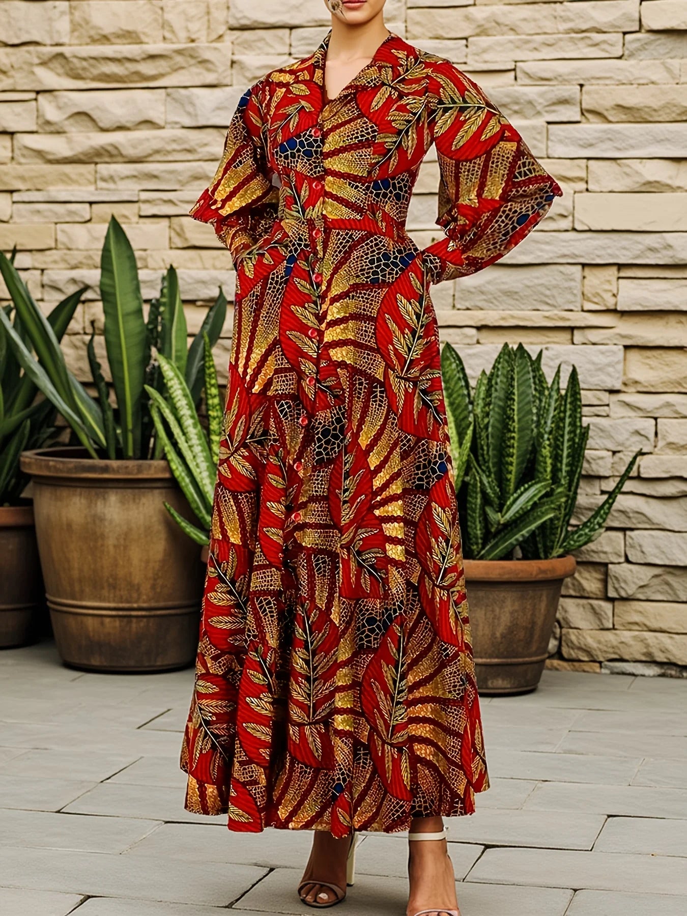Plus size camisa vestido africano democrático tropical tribal impressão botão lapela com bolso vestido longo festa de férias datas melhor