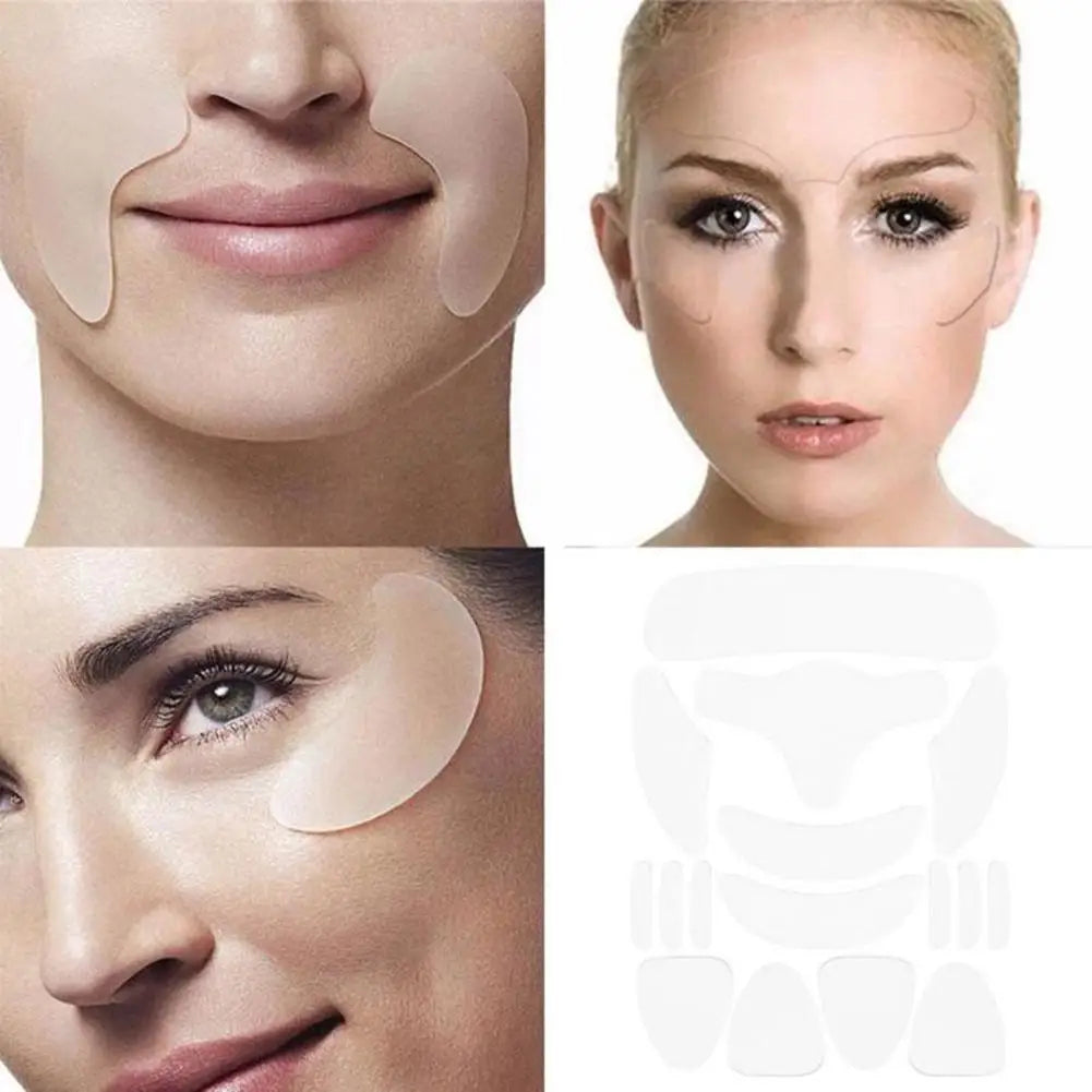 1 set Reusable Face Wrinkle Remover Tapes Silicone Anti-wrinkle Face Forehead Cheek Chin Sticker Anti-aging Skin Care Mask