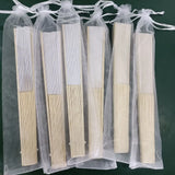 24 /70pcs  Personalized Engraved White Folding Elegant Silk Hand Fan with Gift bag Wedding & Party