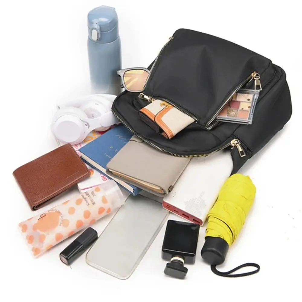 Mochilas sencillas negras de gran capacidad, bolso de viaje para mujer, mochila escolar Harajuku unicolor, mochila Oxford, bolsos unisex