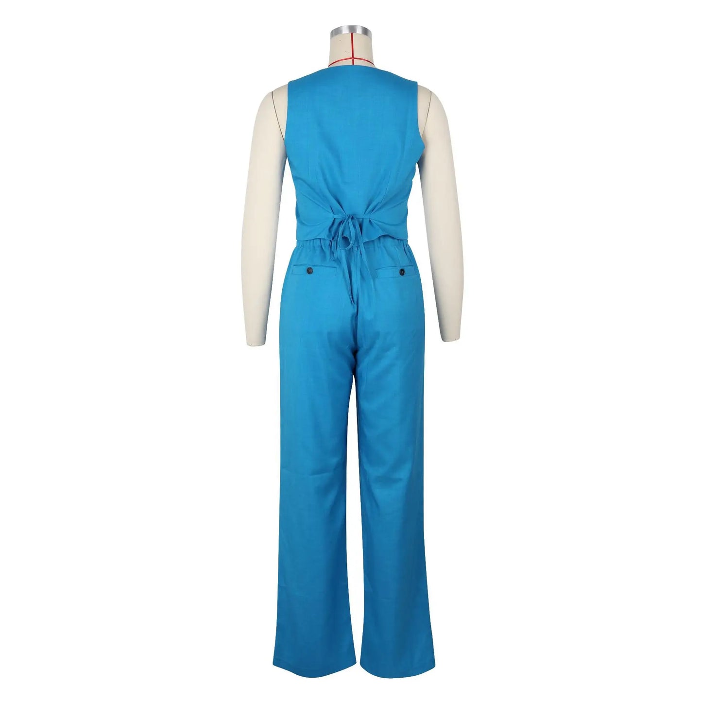 Fashion Sleeveless Vest Pants Women Solid Color Suit Spring Summer V Neck Ultra Short Top + Slim Pants Female Office 2 Piece Set