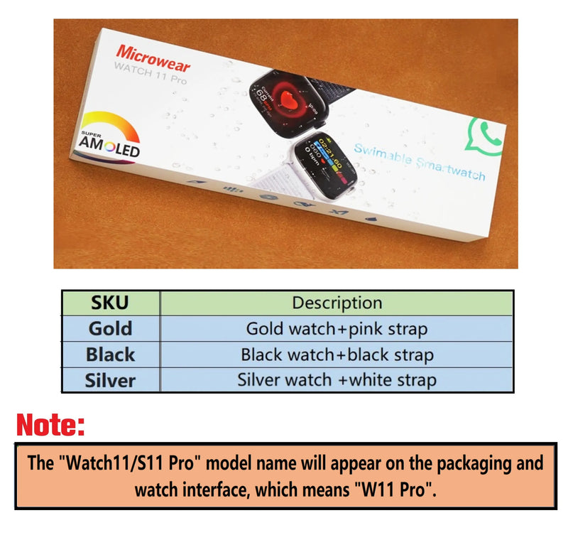 Top Amoled Watch11pro W11pro Smartwatch Microwear Smart Watch 11 W11 Pro IP68 Waterproof 46 mm Series11 Series10 With 1Gb ROM