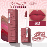 DUNUF  8-color matte velvet smooth easy-to-apply square tube lip gloss waterproof three-dimensional plumping lipstick