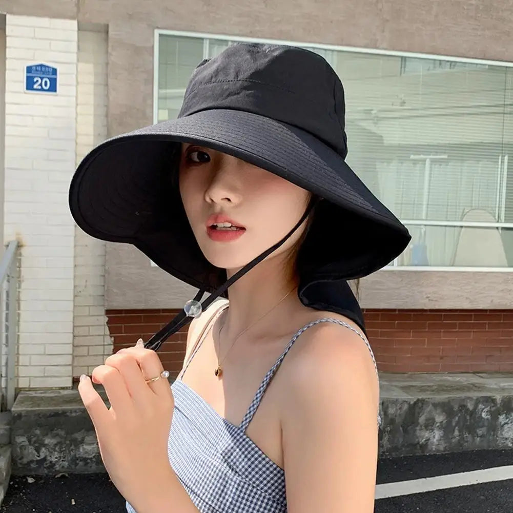 Protection Sun Hat Polyester Fiber Wide Brim with Neck Cover Cooling Quick Dry for Beach Hiking Fishing Gardening Outdoor Activities