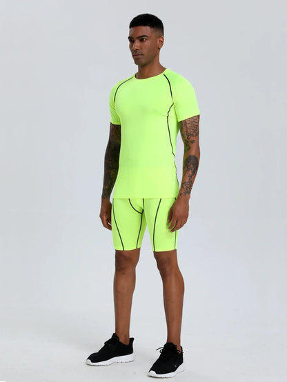 Camiseta de compresión para hombre, transpirable, de secado rápido y con absorción de humedad, ideal para deportes al aire libre.