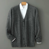 Plus size feminino outono inverno novo cardigan com decote em v topo 100% vison cashmere camisola de malha casual solto grande manga comprida topos