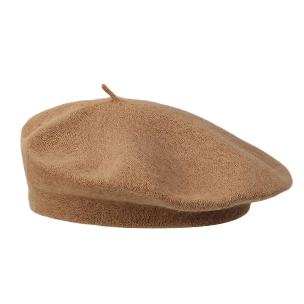 Fashion Warm Winter Wool Berets Hat Retro Solid Color French Artist Hat All Matched Elegant Plain Cap Lady