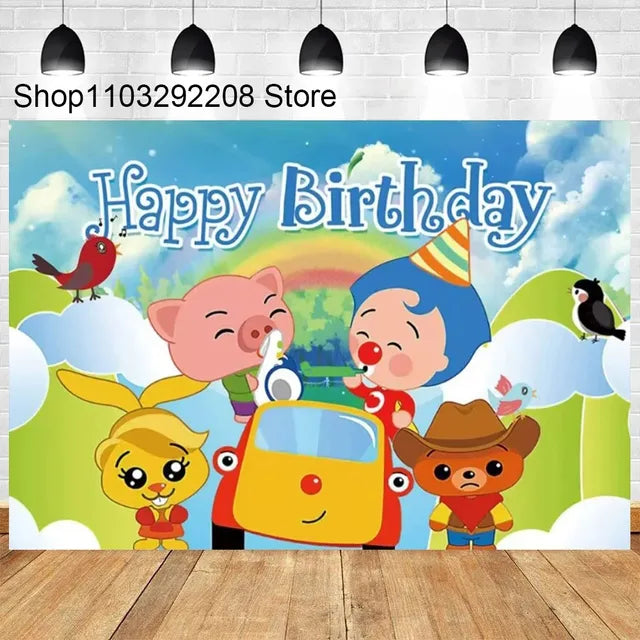 Plim Cartoon Theme Decoration for Kids, 1st Birthday Party Supplies, Baby Shower, Rainbow Circus Background, Photography Props 