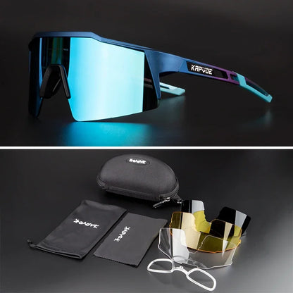 Men Women Polarized 4 Lens Sunglasses Cycling Bike Glasses Bicycle MTB Goggle Outdoor Sport Eyewear Anti-Glare Uv400 Equipment