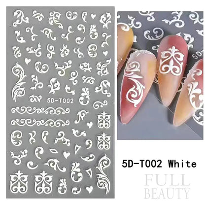 Stickers for Nails Marine Punk Black Line Design Art Slider Party Cool Decoration Adhesive Decal Emboss DIY Manicure Accessories