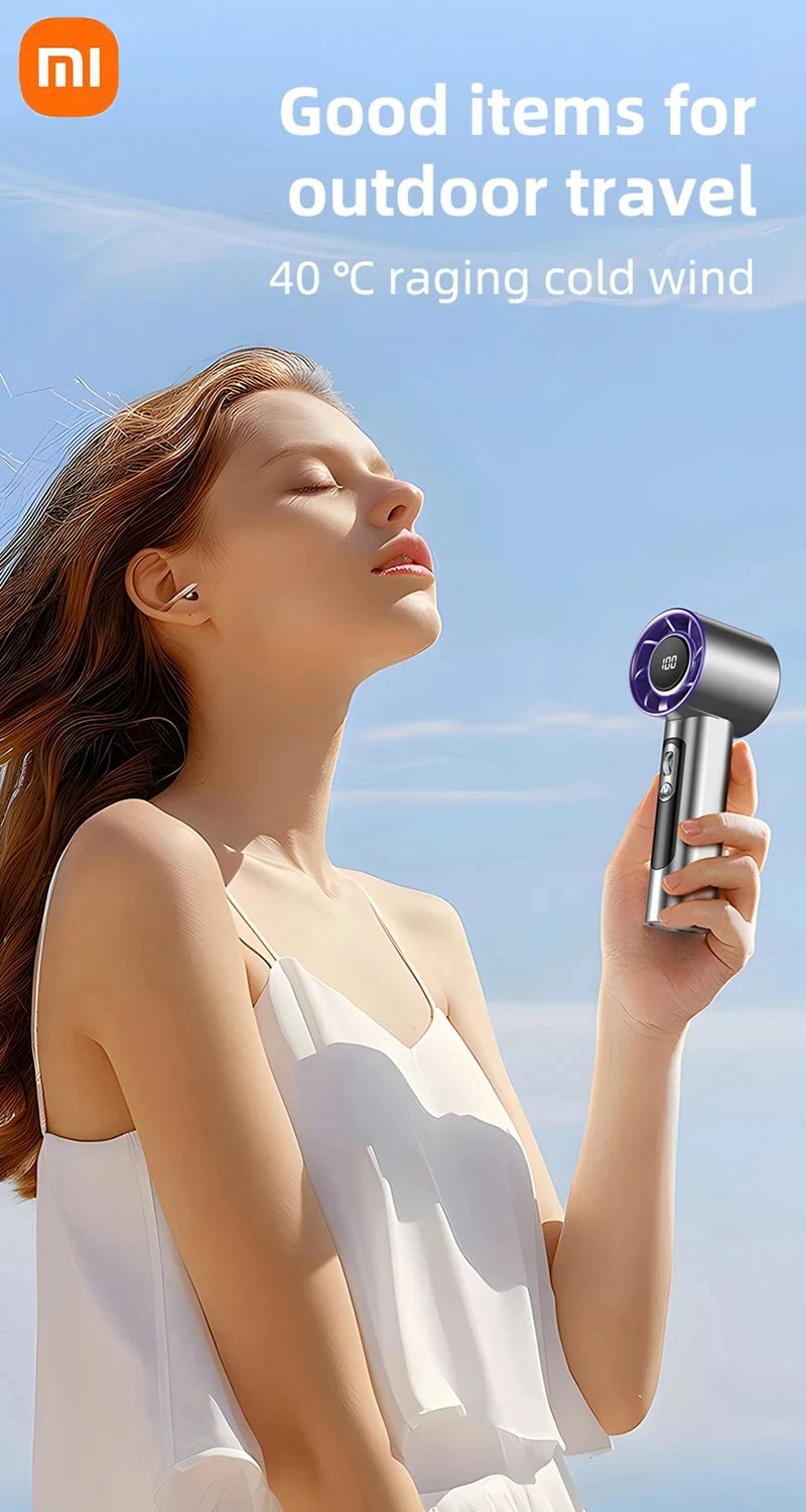 Xiaomi Handheld Portable Fan 100 Wind Speeds Adjustable Usb Charging Mini Outdoor Portable Turbo Long-lasting High Speed Fan