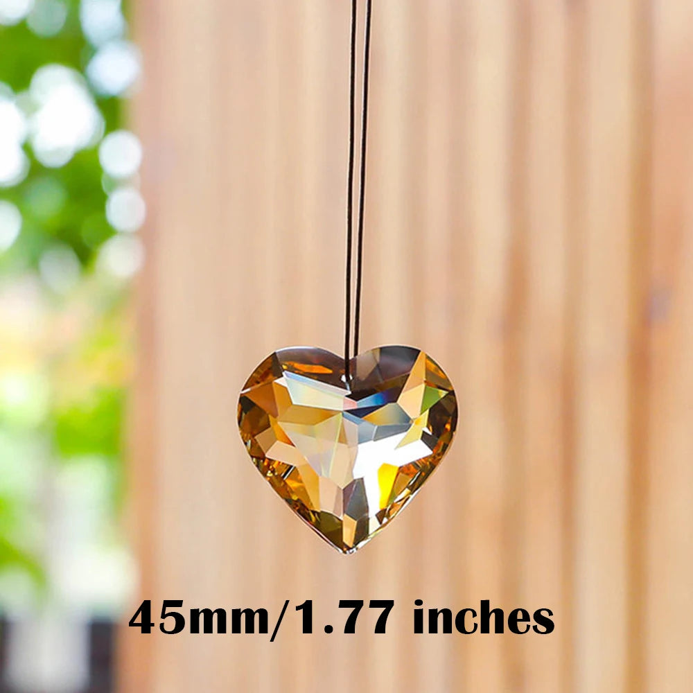45mm Hanging Heart Suncatcher Prism Pendant Crafts for Home Office Garden Decoration Rainbow Maker Window Pendant 2025 Xmas Gift