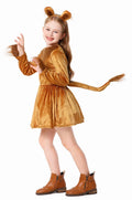 2025 New Arrival Animal King Halloween Cosplay Toddler Lion Dress Up With Headband Lion Dress Girls Lioness Costume