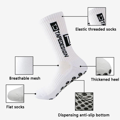 2025 New ANTI SLIP Tape design Football Socks Mid Calf Non-Slip Soccer Sport Cycling Sports Men's Women Sock Grip Yoga 1 Pairs