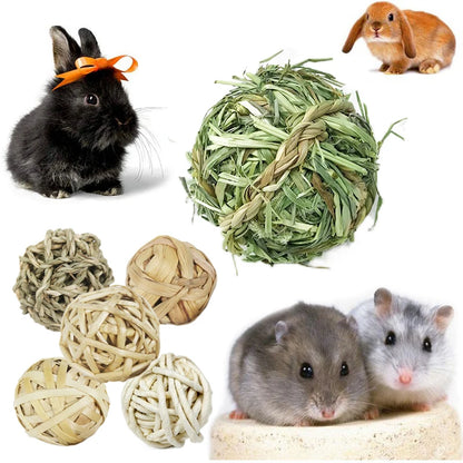 10 Styles 7CM Chewing Braided Ball Guinea Pig Rabbit Hamster Small Animal Play Pet Interactive Chew Toy Natural Grass Ball