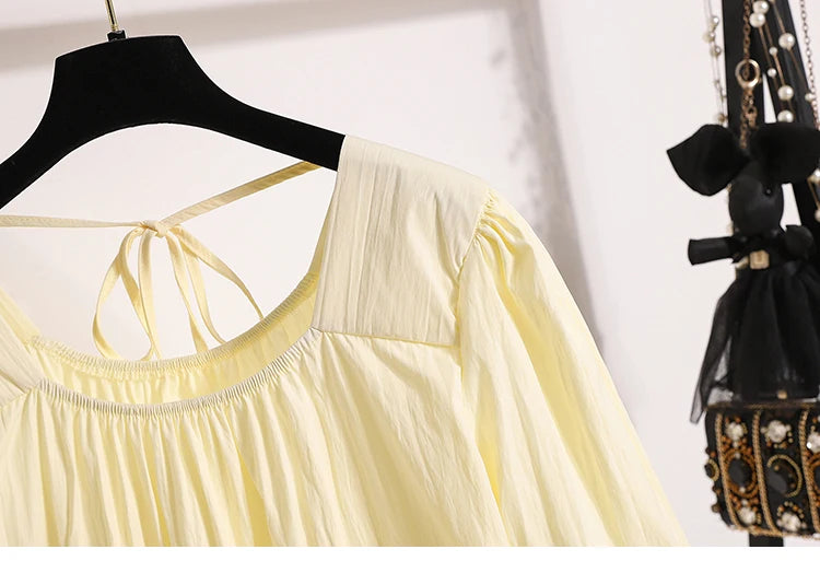 Plus Size Shirts & Blouses Women Summer 2025 New Arrival Korean Fashion Tops Short Puff Sleeve Loose Sweet Blouse Woman L-4XL