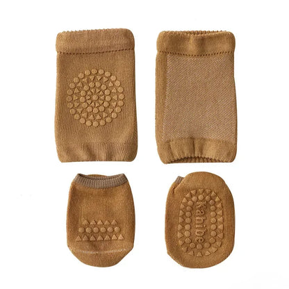 Baby Knee Pads Socks Set for Girls Boys Summer Solid Color Anti Slip Socks Kid Crawling Safety Floor Sock Leg Knee Protector